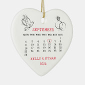Herzkalender Verheiratet Herbst 2024 Keramik Ornament (Rechts)