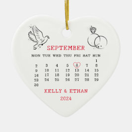 Herzkalender Verheiratet Herbst 2024 Keramik Ornament