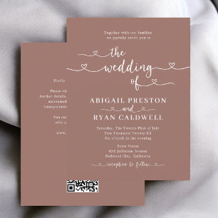 Herzkalligrafie Budget Brown Wedding Postkarte