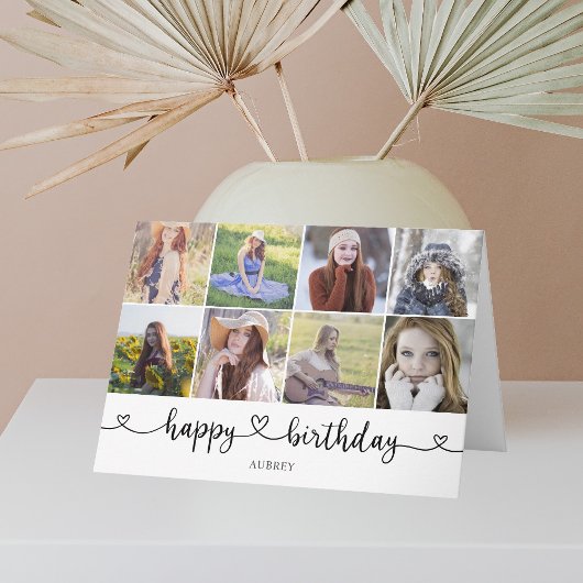 Herzkalligrafie Foto Happy Birthday Card Karte