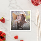 Herzkalligrafie Foto Happy Birthday Serviette (Beispiel)