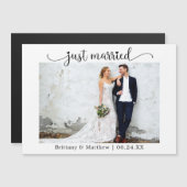 Herzkalligrafie Just Married Wedding Magnet Card (Vorne/Hinten)