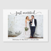 Herzkalligrafie Just Married Wedding Magnet Card (Vorderseite)