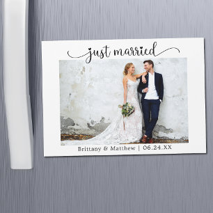 Herzkalligrafie Just Married Wedding Magnet Card