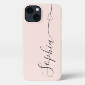 Herzkalligrafie Rosa Rosa iPhone Hülle (Rückseite)