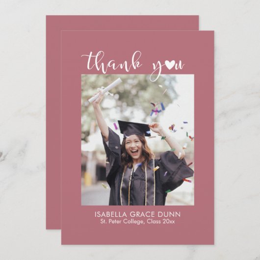 Herzkalligrafie-Script-Abschluss Dankeskarte (Vorne/Hinten)