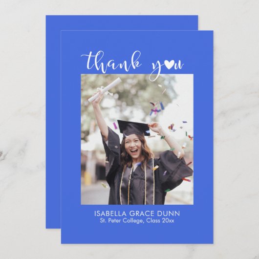 Herzkalligrafie-Script-Abschluss Dankeskarte (Vorne/Hinten)