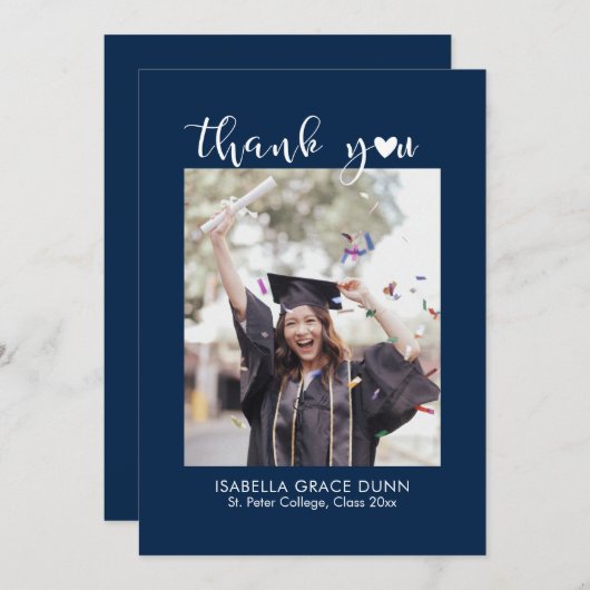 Herzkalligrafie-Script-Abschluss Dankeskarte (Vorne/Hinten)