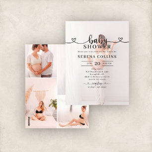 Herzkalligraphie 4 Foto Babydusche Postkarte