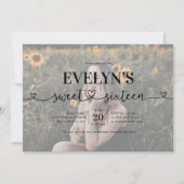 Herzkalligraphie 5 Foto Sweet 16 Einladung (Vorderseite)