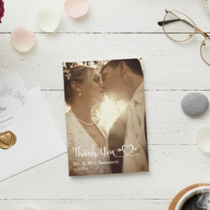 Herzkalligraphie Foto Hochzeit Danke Budget Mitteilungskarte