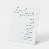 Herzkalligraphie-Liebe auf der ersten Bite Dessert Sockelschild (Vorderseite)