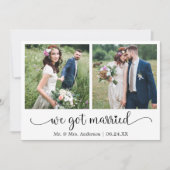 Herzkalligraphie Wir Got Verheiratet 2 Foto Ankündigung (Vorderseite)