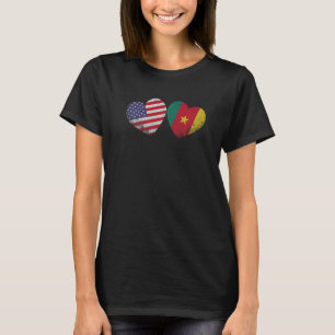 Herzkamerunische amerikanische Flagge Patriotische T-Shirt