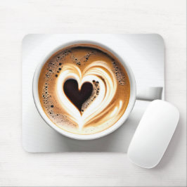 Herzkappuccino im White Coffee Cup Mousepad