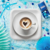 Herzkappuccino im White Coffee Cup Pappteller (Party)