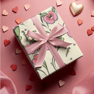 Herzkarnivoren Venus Flytrap Pflanze HandGezeichne Geschenkpapier Set