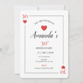 Herzkarte 30. Geburtstagseinladung Einladung (Vorderseite)