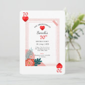 Herzkarte 70. Geburtstagsparty Einladung (Stehend Vorderseite)