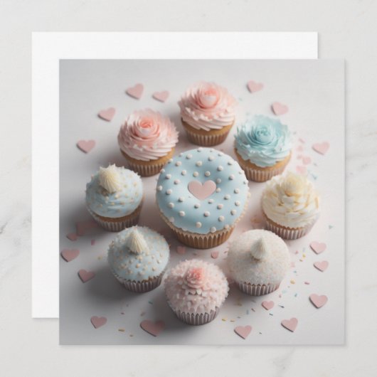 Herzkarte Cupcakes (Vorne/Hinten)