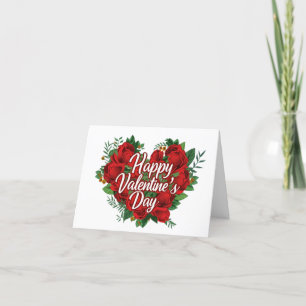 Herzkarte der "Happy Valentine's Day Floral Rose" Feiertagskarte