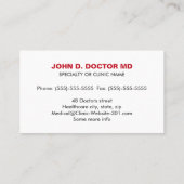 Herzkarte für moderne Kardiologen Visitenkarte (Rückseite)