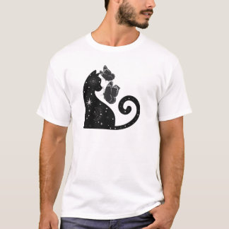 Herzkatze mit Schmetterlingen Süße Liebeskunst T-Shirt