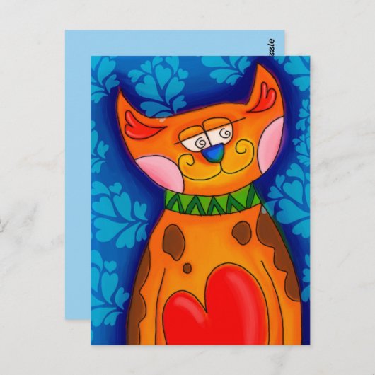 Herzkatze Postkarte (Vorne/Hinten)