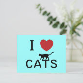 Herzkatzen Postkarte (Stehend Vorderseite)