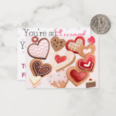 Herzkekse Klassenräume Valentine Kinder Mitteilungskarte (Vorderseite/Rückseite Beispiel)