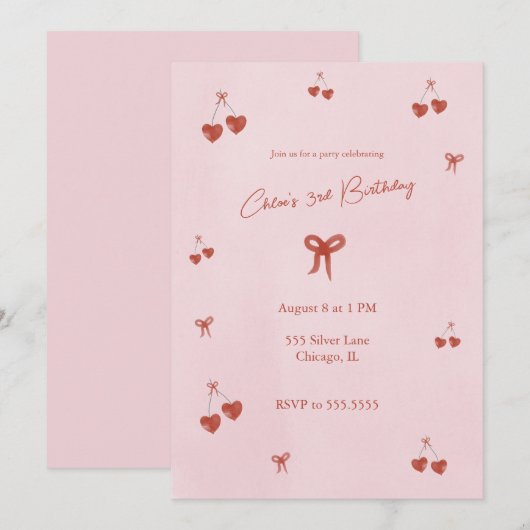 Herzkirchen Geburtstagsparty Einladung (Vorne/Hinten)