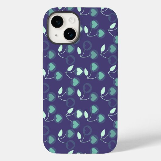 Herzkirschen blau Case-Mate iPhone hülle (Rückseite)