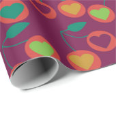Herzkirschen magenta geschenkpapier (Rolleneckpunkt)