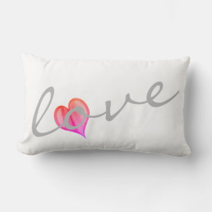 Herzkissen mit Liebe pink und weiß Lendenkissen
