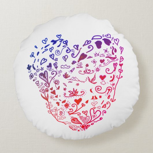 Herzkissen Zeichnend Rundkissen 41 cm Rundes Kissen (Rückseite)