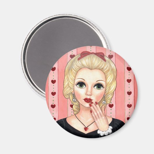 Herzklace Girl Blonde Kopf Vase Luscious Lippen Magnet (Vorderseite/Rückseite)