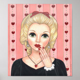 Herzklace Girl Blonde Kopf Vase Luscious Lippen Poster
