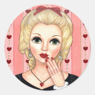 Herzklace Girl Blonde Kopf Vase Luscious Lippen Runder Aufkleber