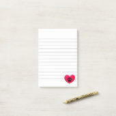 Herzklappenballon mit Hundeschraube Druck Post-it Klebezettel (Auf Schreibtisch)