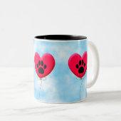 Herzklappenballon mit Hundeschraube Print Two-Tone Zweifarbige Tasse (VorderseiteRechts)