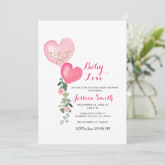 Herzklappendusche Einladung (Stehend Vorderseite)