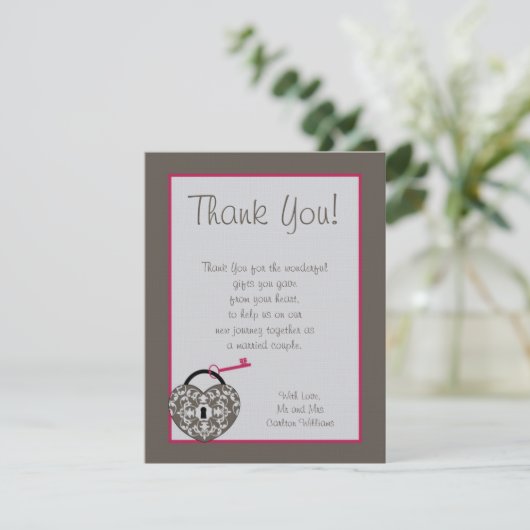 Herzklappenhochzeit Flat Danke Karte (Stehend Vorderseite)