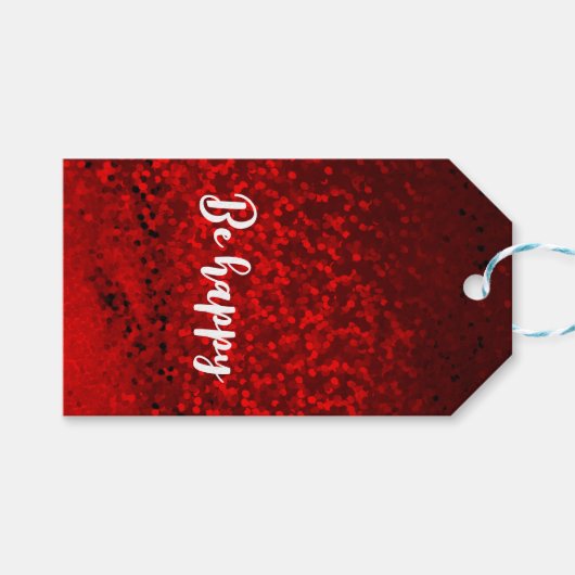 Herzklebstoff Roter Glitzer Glücklich sein Geschenkanhänger (Vorderseite (Horizontal))
