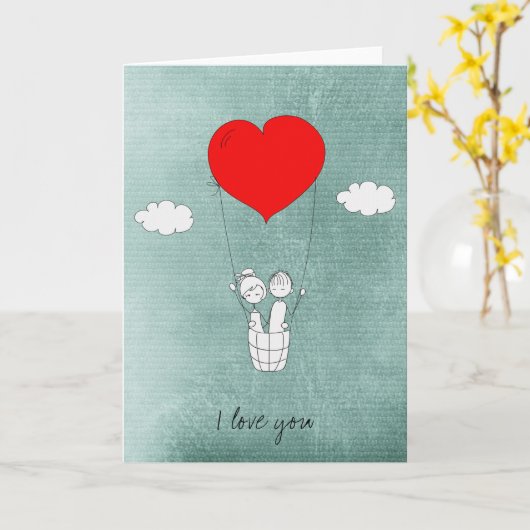 Herzklopfballon-Liebe Karte (Gelbe Blume)