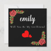 Herzklopfe Rose Elegant wirst du meine Freundin-Ka Dankeskarte (Vorderseite)