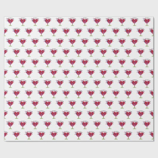 Herzklopfen auf Weiß Geschenkpapier (Flach)