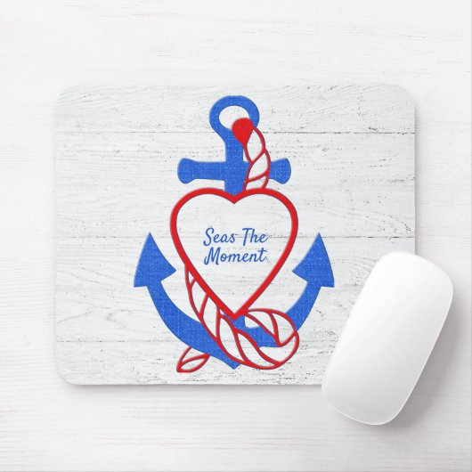 Herzklopfen auf weißem Holz Mousepad (Mit Mouse)