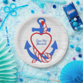 Herzklopfen auf weißem Holz Pappteller (Party)