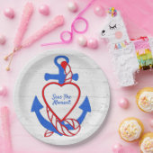 Herzklopfen auf weißem Holz Pappteller (Party)