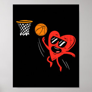 Herzklopfen Basketball Niedlicher Valentinstag Spo Poster